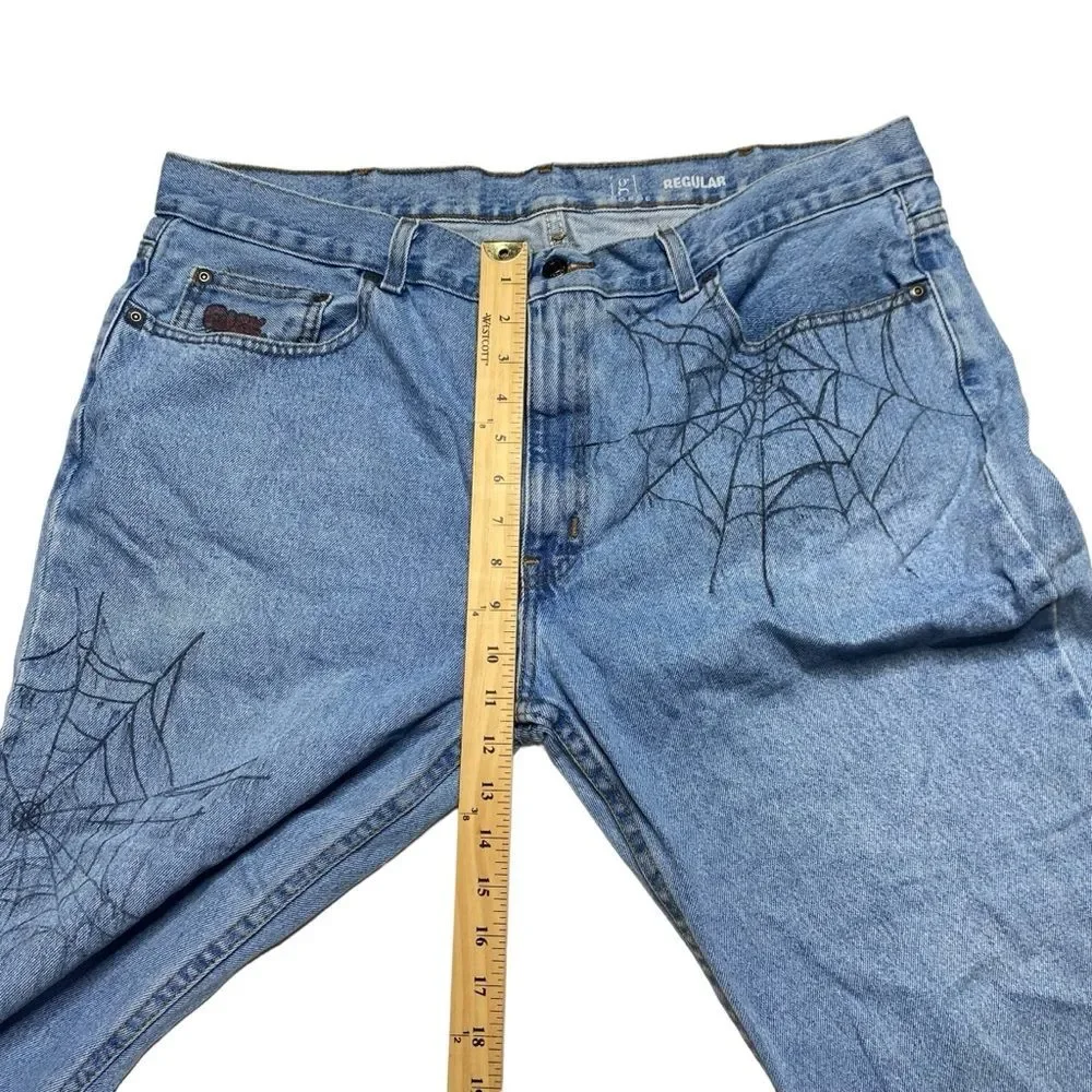 Custom Punk Emo Grunge Spiderweb Denim Jeans Sz 30x30 PLEASE READ DETAILS